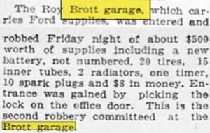 Brotts Garage (Sunoco, Amoco) - July 1922 Article On Robbery (newer photo)